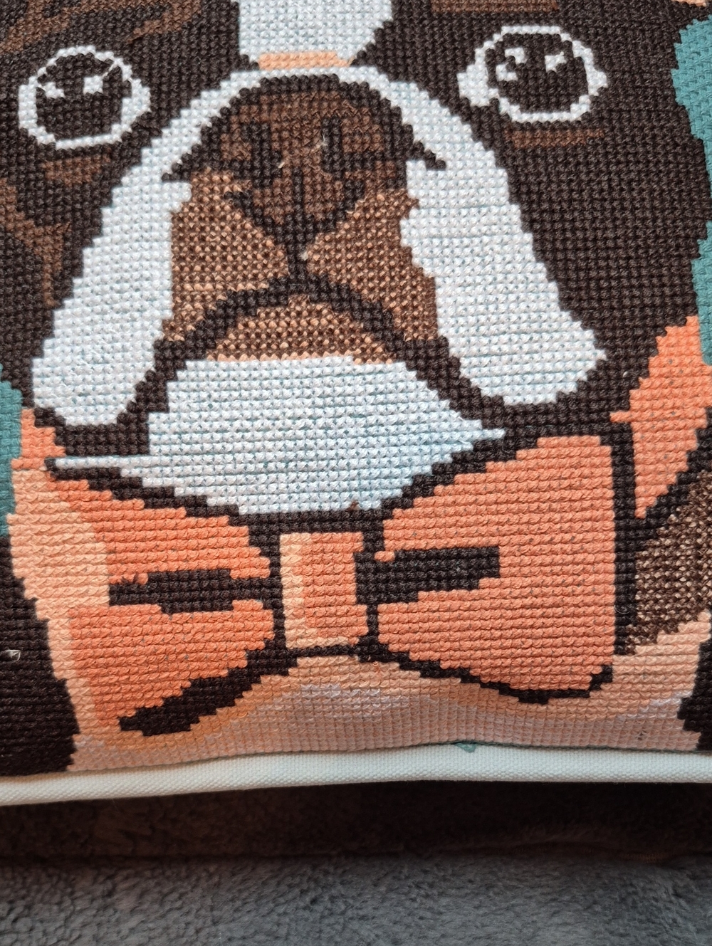 Anthropologie Arden Cotton Frenchie Dog Needlepoint Pillow, New With Tags! - Picture 8 of 15